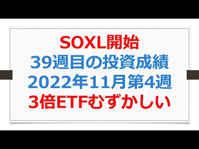 米国株投資成績、SOXL開始39週目、3倍ETFむずかしい【SOXLで老後2000万円問題解決】