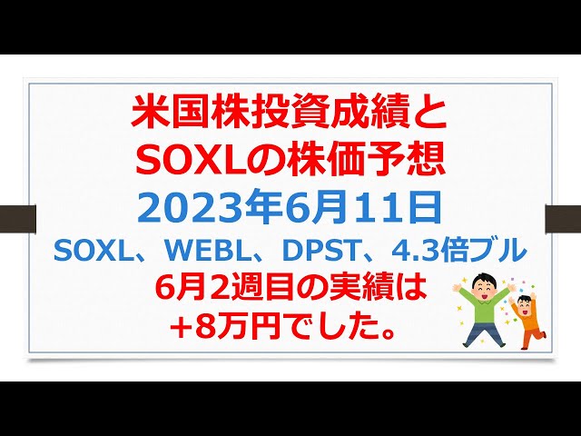 米国株投資成績とSOXLの株価予想、2023年6月11日【SOXLで老後2000万円問題解決】