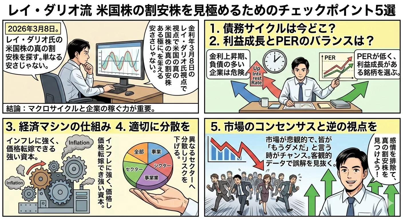 レイ・ダリオ流・米国株の割安銘柄を見極める5つのチェックポイント